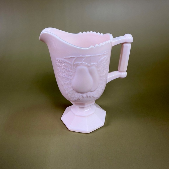 Jeannette Shell Pink Milk Glass Sugar & Creamer | BALT Pear Pattern - Picture 12 of 16